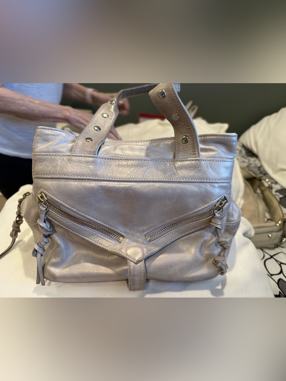 Botkier Pearlescent Silver Women's Shoulder Tote Bag - Stylish Everyday Carry